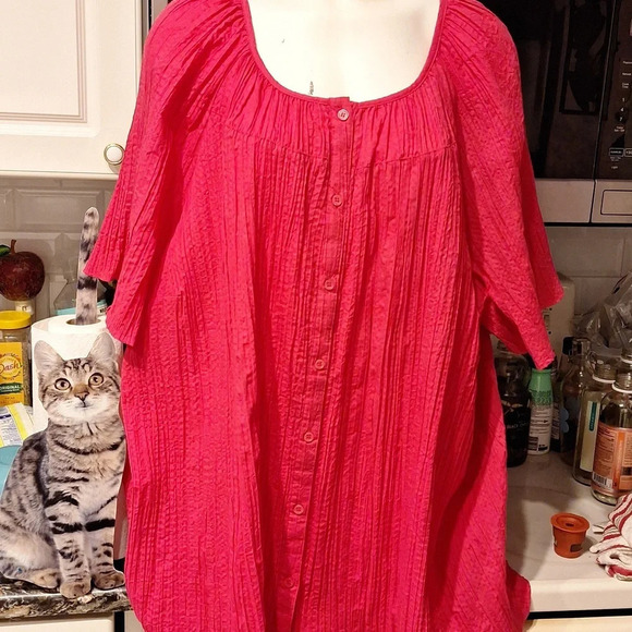 L womens Liz & Me casual short sleeve button stretch plus size top 5X like new - Picture 1 of 3